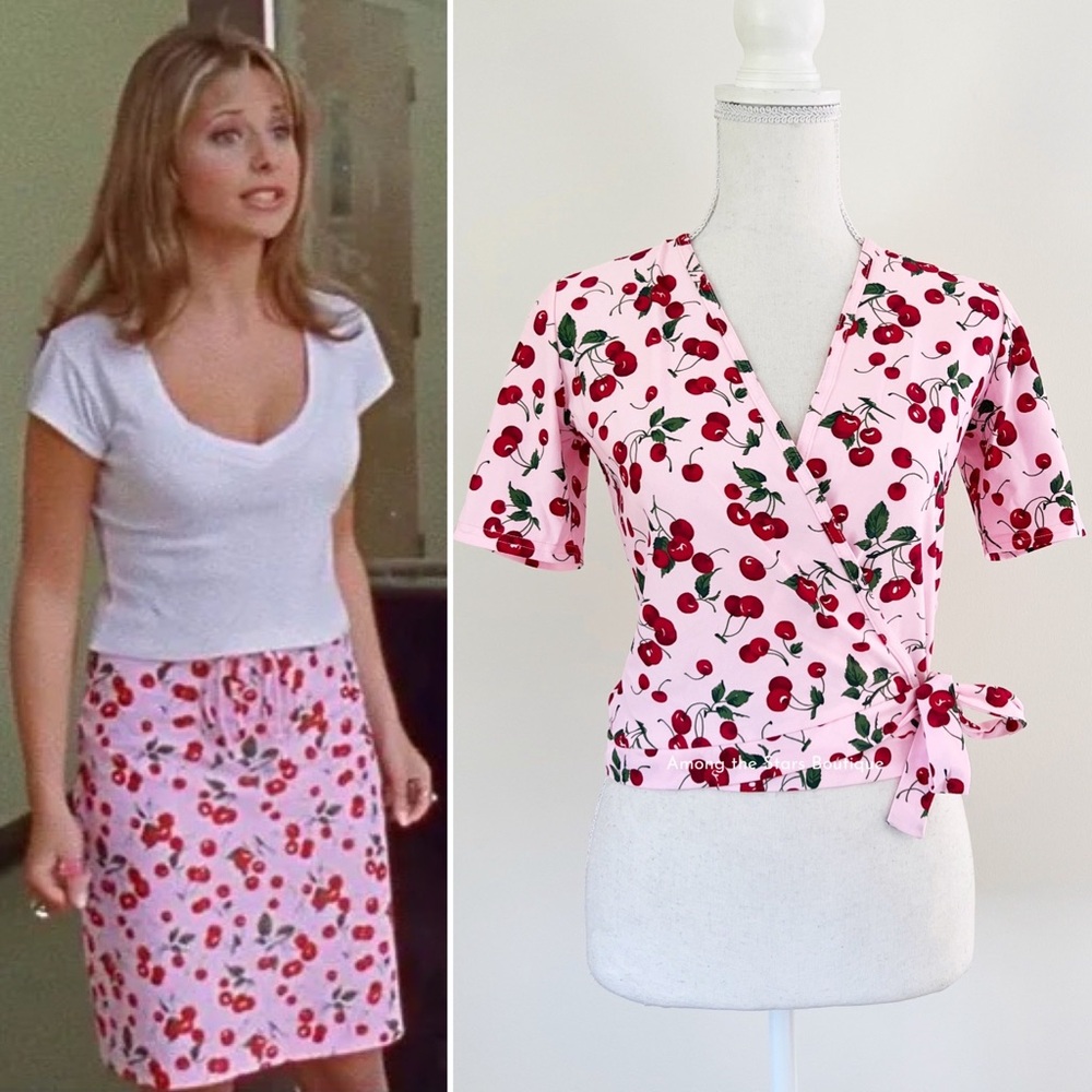 Exceptionally Rare 90s Vintage Cherry Print Top Alt. ASO Buffy Summers in BTVS